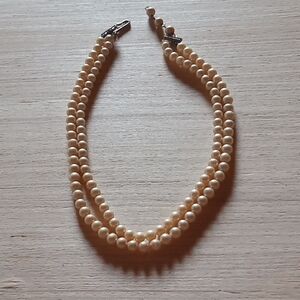 Marevella faux pearls double strand vintage necklace